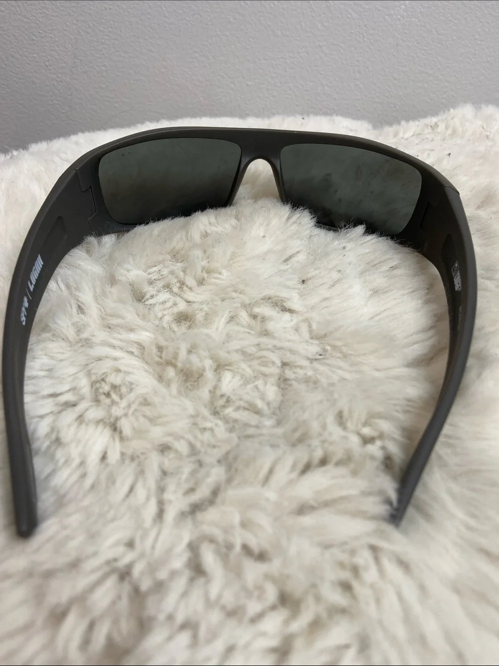 SPY Matte Gray Wraparound Sunglasses with Dark Lenses